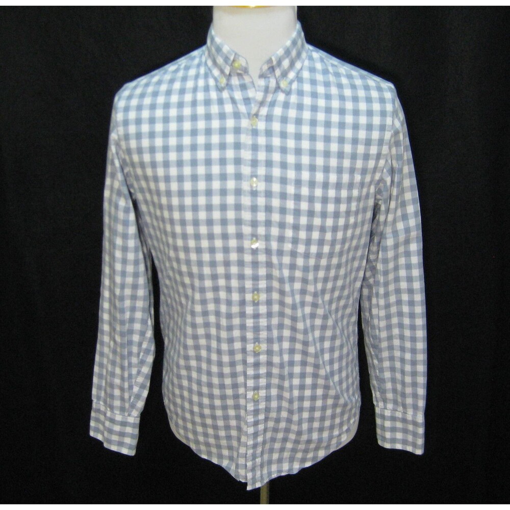J.CREW Men's (Size Small) Blue White Check Long Sleeve Button Front Shirt Cotton